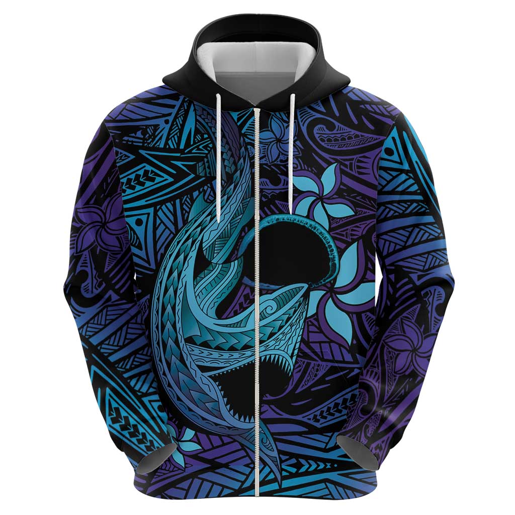 Nukuoro Atoll Zip Hoodie Polynesian Shark Tattoo Purple Gradient Vibes LT14 - Polynesian Pride