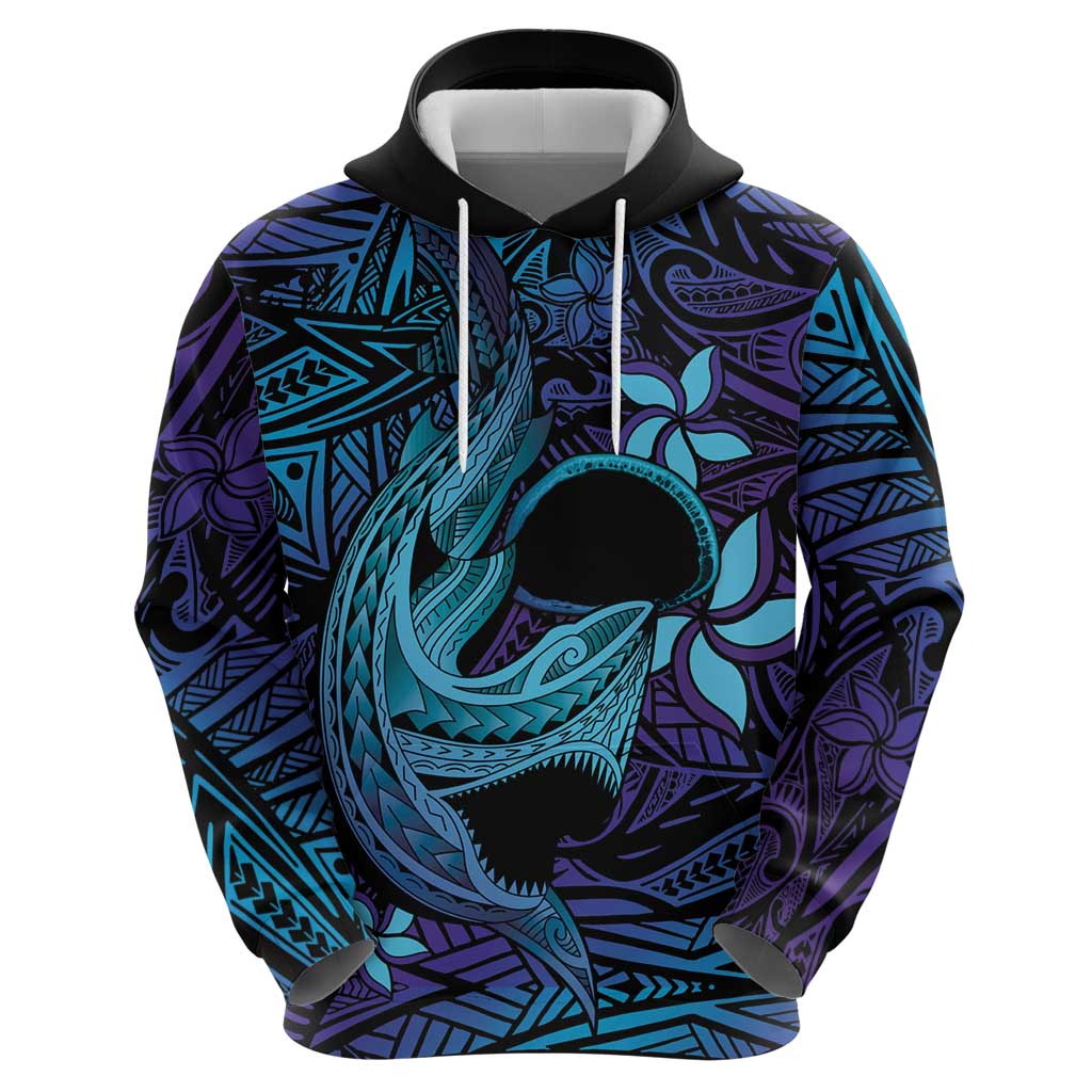 Nukuoro Atoll Zip Hoodie Polynesian Shark Tattoo Purple Gradient Vibes LT14 - Polynesian Pride