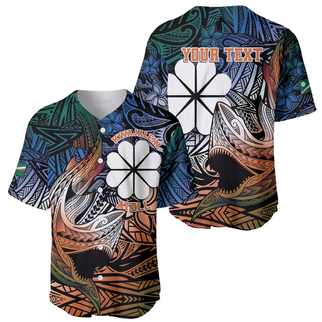 Personalised Kwajalein Atoll Baseball Jersey Polynesian Shark Tattoo Gradient Vibes LT14 - Polynesian Pride