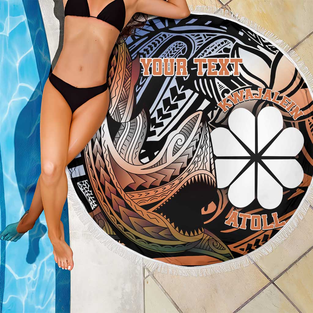Personalised Kwajalein Atoll Beach Blanket Polynesian Shark Tattoo Gradient Vibes