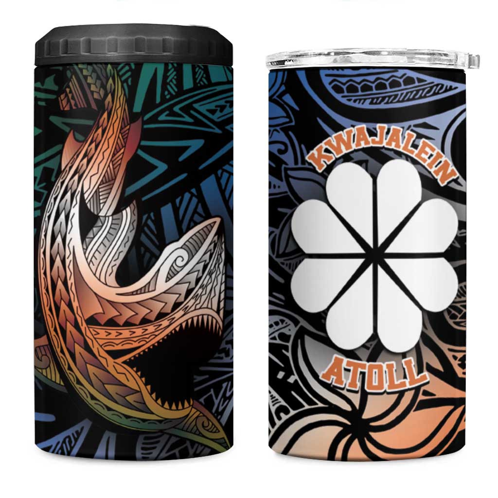 Kwajalein Atoll 4 in 1 Can Cooler Tumbler Polynesian Shark Tattoo Gradient Vibes LT14 One Size: 16 oz Black - Polynesian Pride