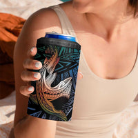 Kwajalein Atoll 4 in 1 Can Cooler Tumbler Polynesian Shark Tattoo Gradient Vibes