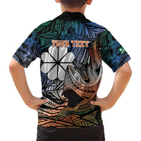 Personalised Kwajalein Atoll Family Matching Long Sleeve Bodycon Dress and Hawaiian Shirt Polynesian Shark Tattoo Gradient Vibes LT14 - Polynesian Pride
