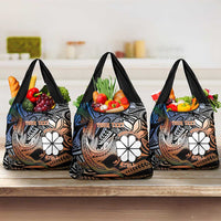 Personalised Kwajalein Atoll Grocery Bag Polynesian Shark Tattoo Gradient Vibes