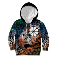 Personalised Kwajalein Atoll Kid Hoodie Polynesian Shark Tattoo Gradient Vibes