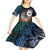 Personalised Kwajalein Atoll Kid Short Sleeve Dress Polynesian Shark Tattoo Gradient Vibes