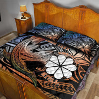Personalised Kwajalein Atoll Quilt Bed Set Polynesian Shark Tattoo Gradient Vibes