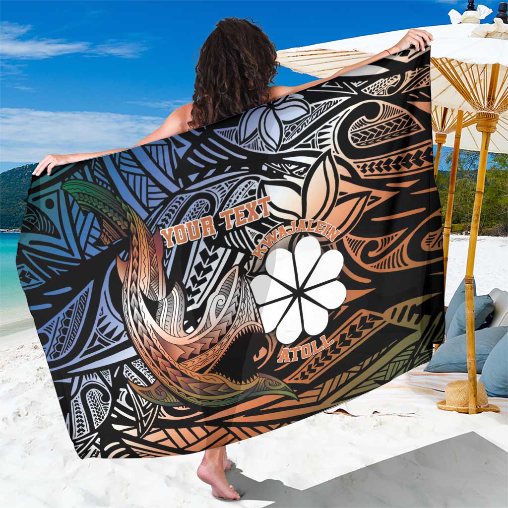 Personalised Kwajalein Atoll Sarong Polynesian Shark Tattoo Gradient Vibes LT14 One Size 44 x 66 inches Black - Polynesian Pride