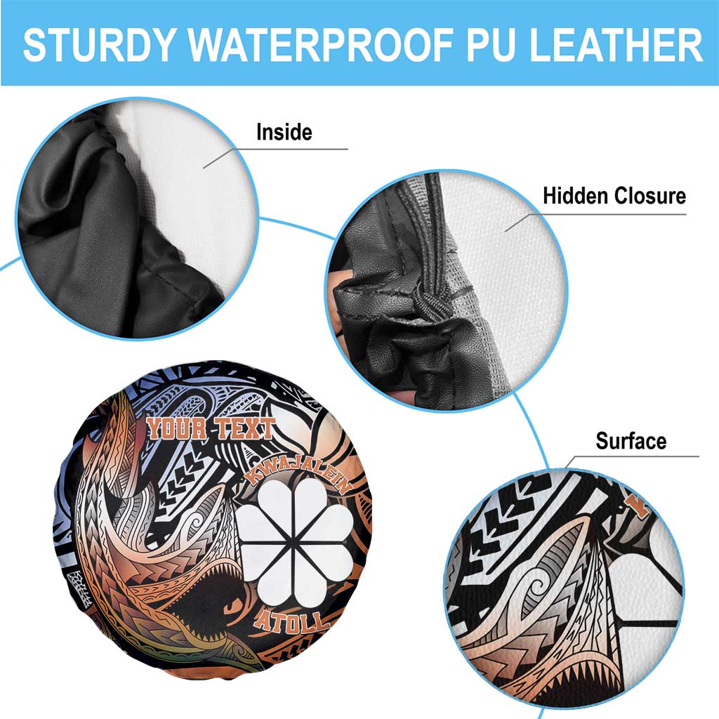 Personalised Kwajalein Atoll Spare Tire Cover Polynesian Shark Tattoo Gradient Vibes