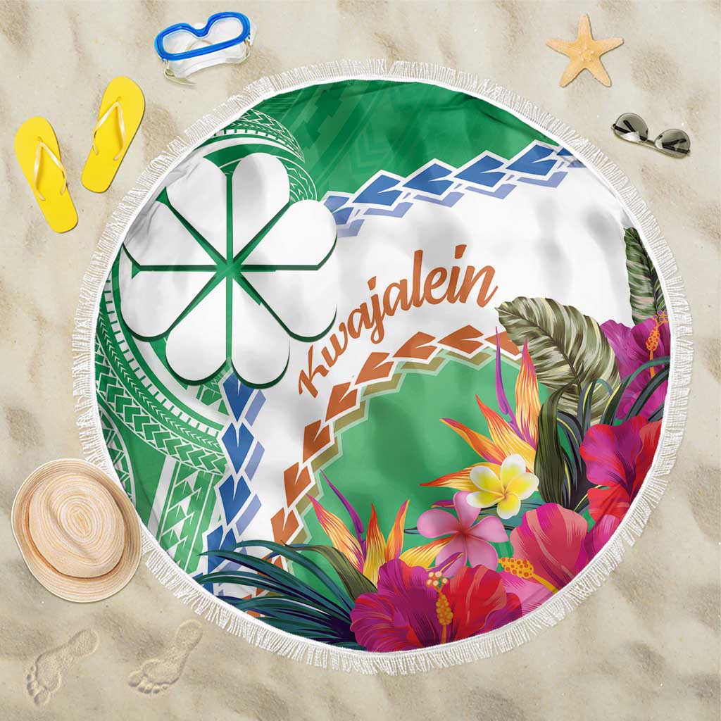 Marshall Islands Kwajalein Atoll Beach Blanket Curves Polynesian Mix Tropical Flowers LT14 One Size 150cm Green - Polynesian Pride