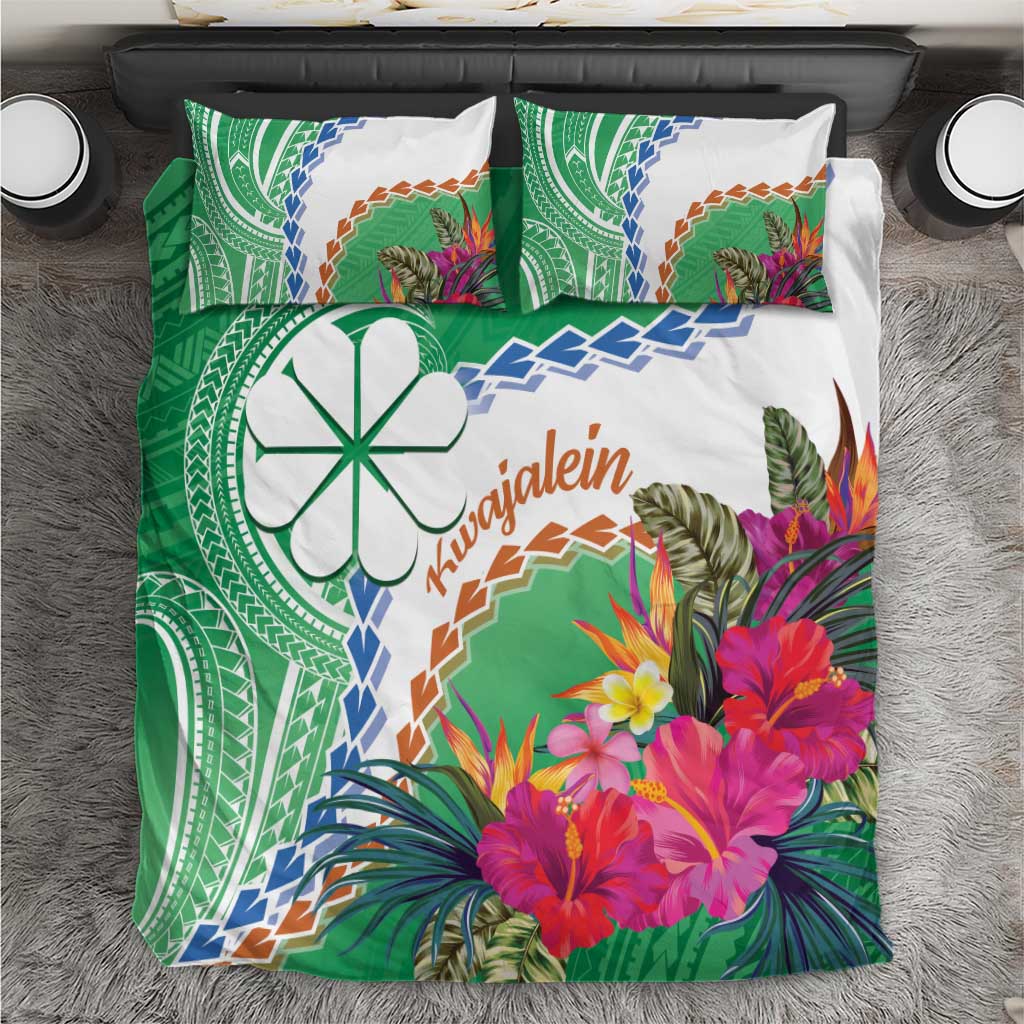 Marshall Islands Kwajalein Atoll Bedding Set Curves Polynesian Mix Tropical Flowers LT14 Green - Polynesian Pride
