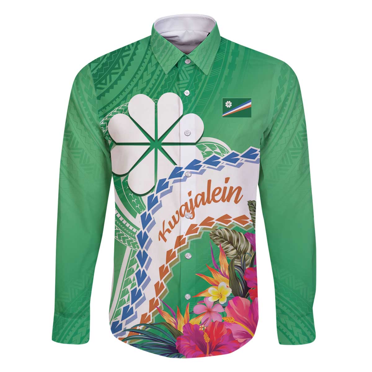 Marshall Islands Kwajalein Atoll Family Matching Off The Shoulder Long Sleeve Dress and Hawaiian Shirt Curves Polynesian Mix Tropical Flowers