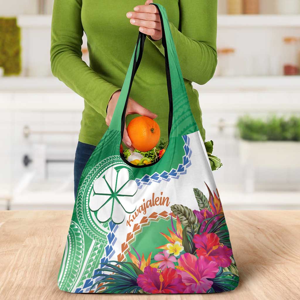 Marshall Islands Kwajalein Atoll Grocery Bag Curves Polynesian Mix Tropical Flowers LT14 - Polynesian Pride