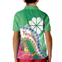 Marshall Islands Kwajalein Atoll Kid Polo Shirt Curves Polynesian Mix Tropical Flowers