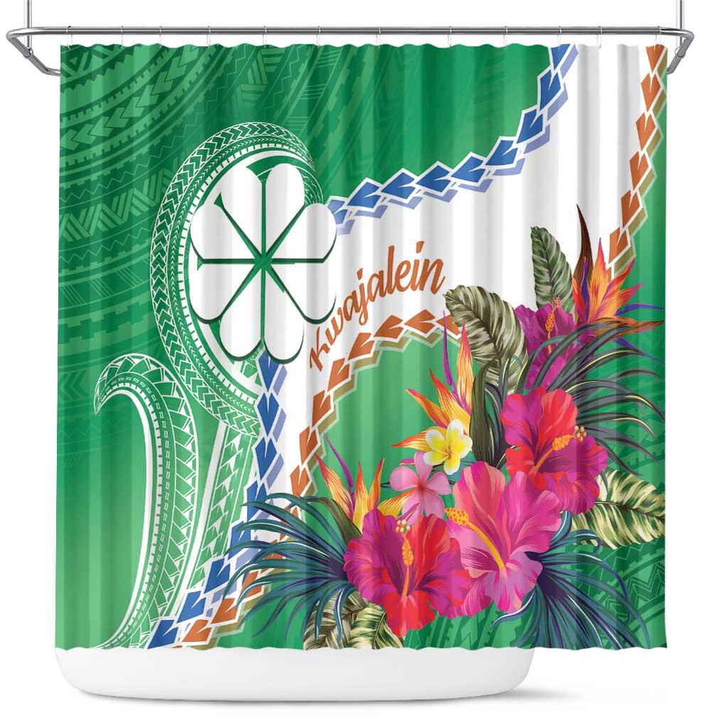 Marshall Islands Kwajalein Atoll Shower Curtain Curves Polynesian Mix Tropical Flowers LT14 Green - Polynesian Pride