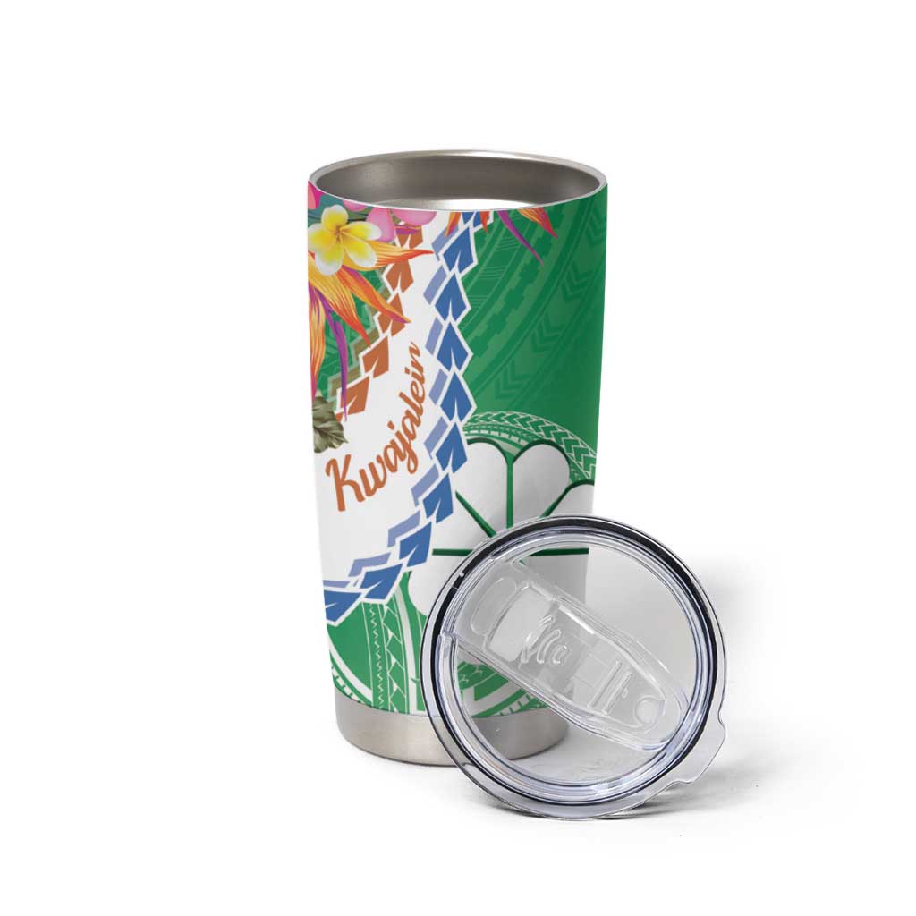 Marshall Islands Kwajalein Atoll Tumbler Cup Curves Polynesian Mix Tropical Flowers