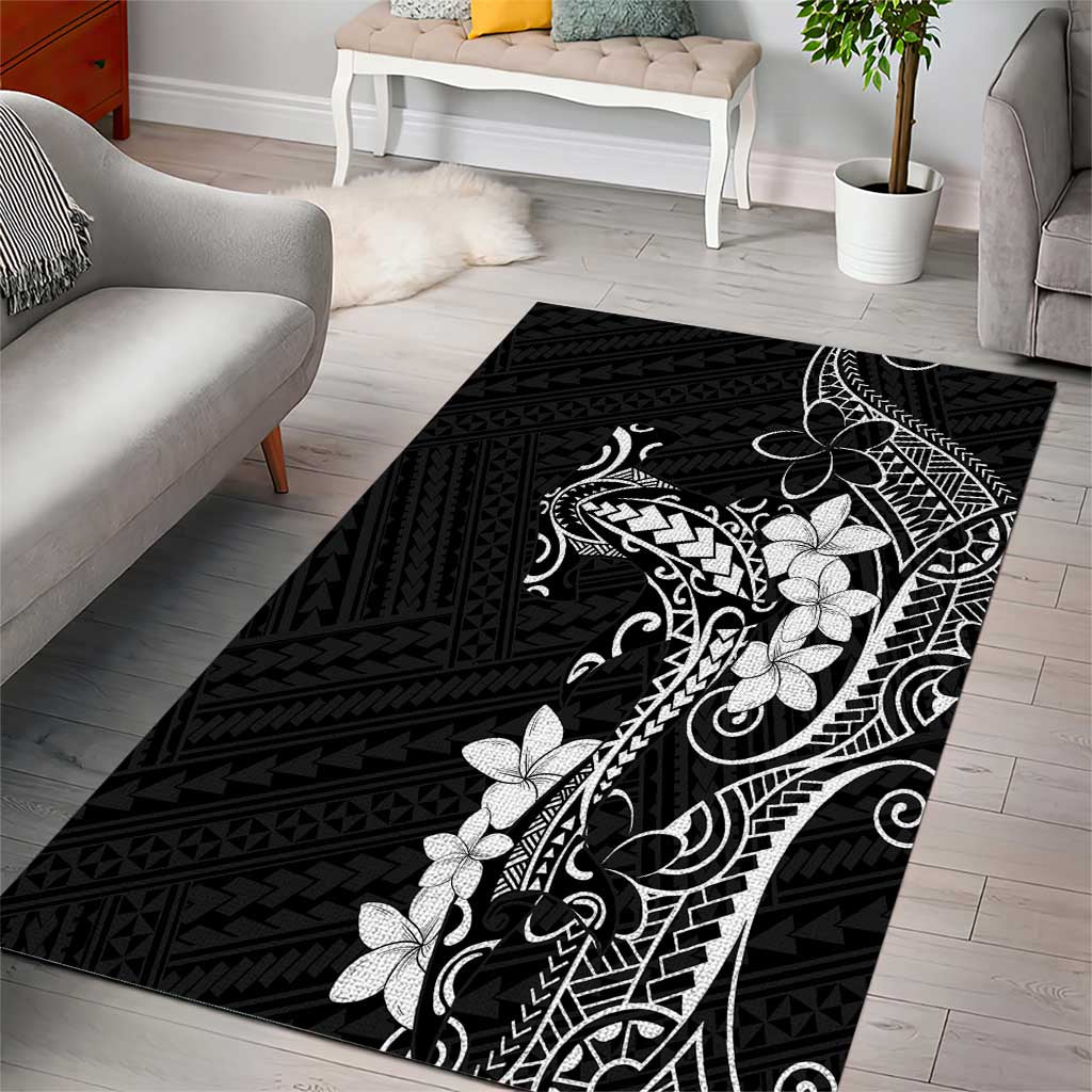 Black Hawaii Area Rug Hammerhead Shark Tattoo Curve Polynesian - Polynesian Pride