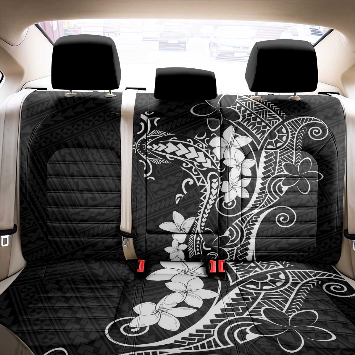 Black Hawaii Back Car Seat Cover Hammerhead Shark Tattoo Curve Polynesian LT14 - Polynesian Pride