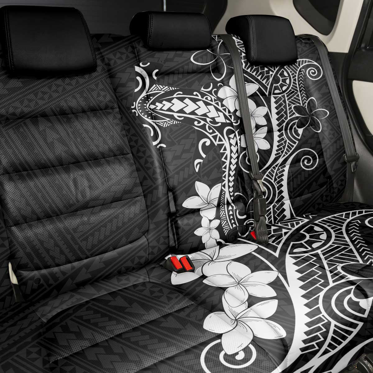Black Hawaii Back Car Seat Cover Hammerhead Shark Tattoo Curve Polynesian LT14 - Polynesian Pride