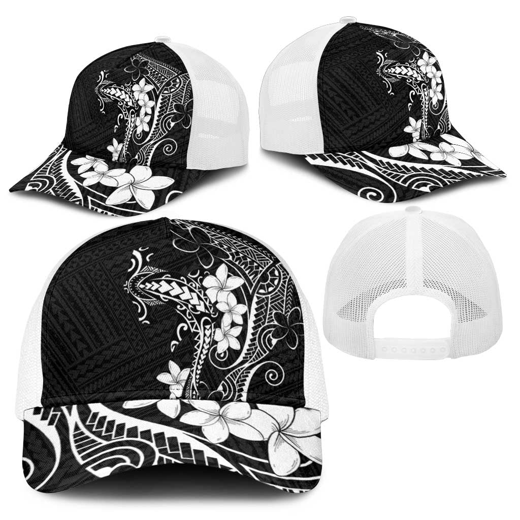 Black Hawaii Baseball Net Cap Hammerhead Shark Tattoo Curve Polynesian - Polynesian Pride