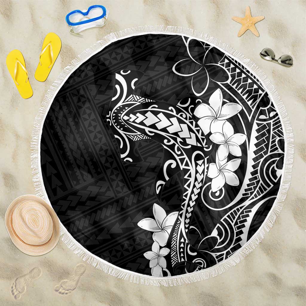 Black Hawaii Beach Blanket Hammerhead Shark Tattoo Curve Polynesian - Polynesian Pride