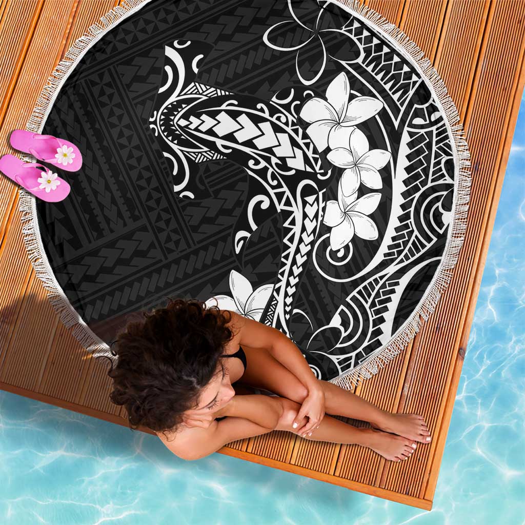 Black Hawaii Beach Blanket Hammerhead Shark Tattoo Curve Polynesian - Polynesian Pride