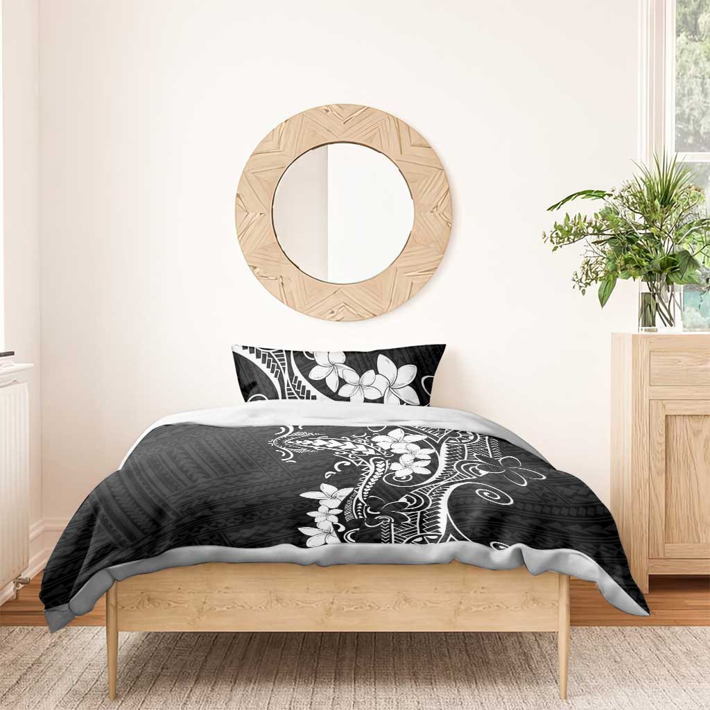 Black Hawaii Bedding Set Hammerhead Shark Tattoo Curve Polynesian - Polynesian Pride