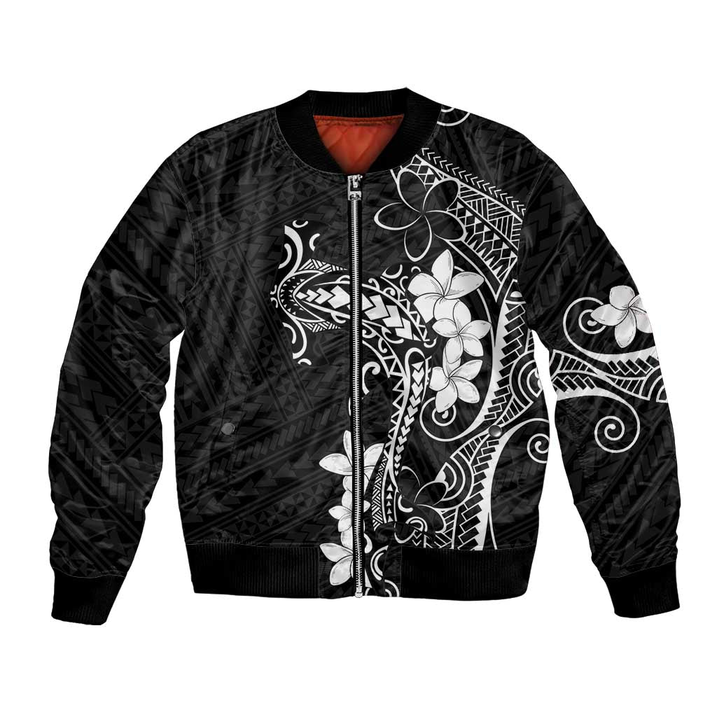 Black Hawaii Bomber Jacket Hammerhead Shark Tattoo Curve Polynesian - Polynesian Pride