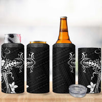 Black Hawaii 4 in 1 Can Cooler Tumbler Hammerhead Shark Tattoo Curve Polynesian - Polynesian Pride