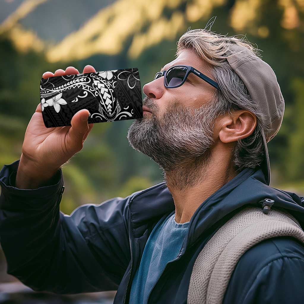 Black Hawaii 4 in 1 Can Cooler Tumbler Hammerhead Shark Tattoo Curve Polynesian - Polynesian Pride