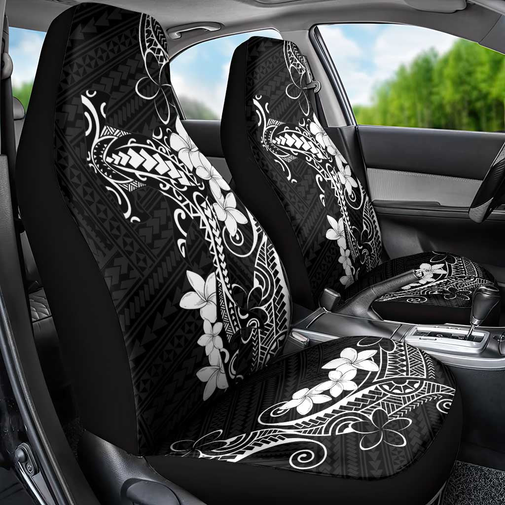Black Hawaii Car Seat Cover Hammerhead Shark Tattoo Curve Polynesian - Polynesian Pride