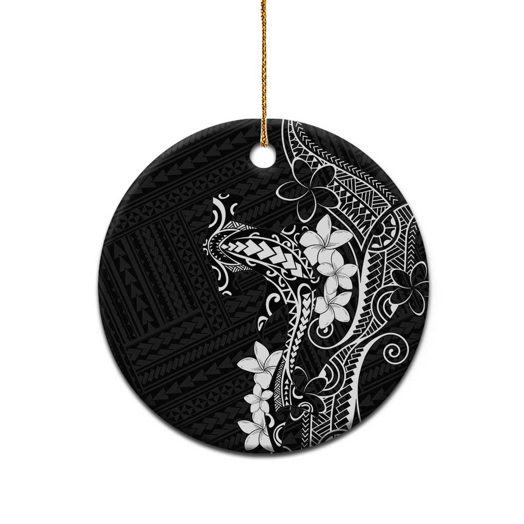 Black Hawaii Ceramic Ornament Hammerhead Shark Tattoo Curve Polynesian - Polynesian Pride