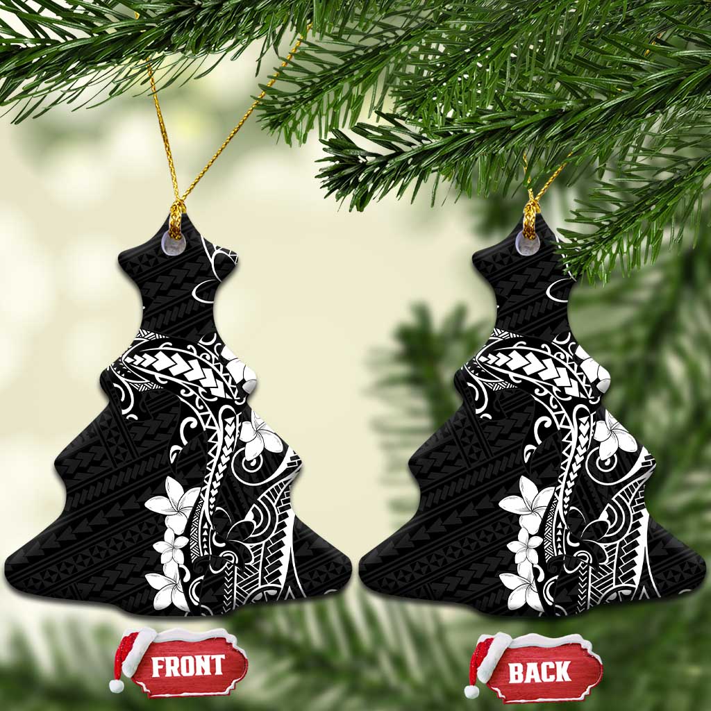 Black Hawaii Ceramic Ornament Hammerhead Shark Tattoo Curve Polynesian - Polynesian Pride