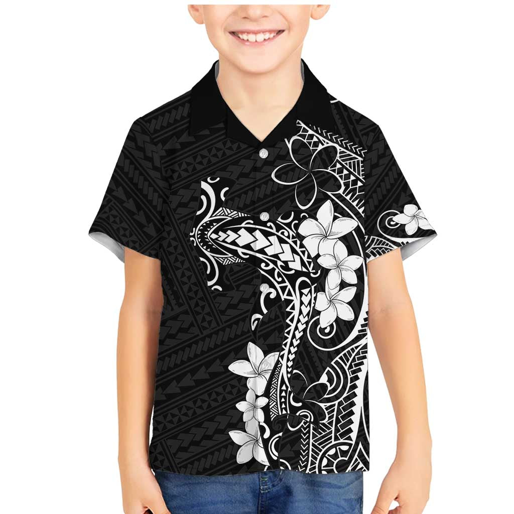 Black Hawaii Family Matching Mermaid Dress and Hawaiian Shirt Hammerhead Shark Tattoo Curve Polynesian - Polynesian Pride