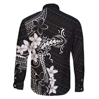 Black Hawaii Family Matching Off Shoulder Short Dress and Hawaiian Shirt Hammerhead Shark Tattoo Curve Polynesian - Polynesian Pride