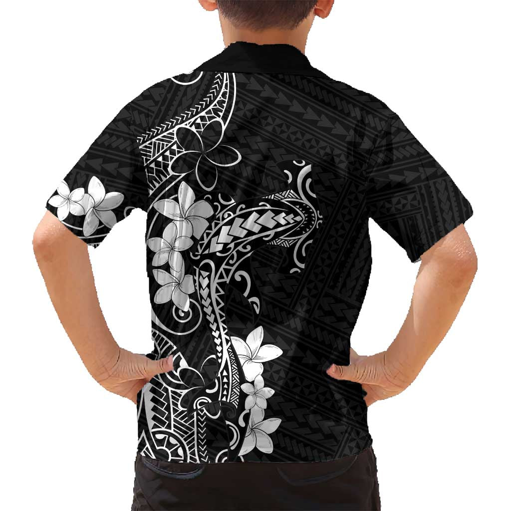 Black Hawaii Family Matching Puletasi and Hawaiian Shirt Hammerhead Shark Tattoo Curve Polynesian LT14 - Polynesian Pride