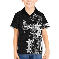 Black Hawaii Family Matching Short Sleeve Bodycon Dress and Hawaiian Shirt Hammerhead Shark Tattoo Curve Polynesian - Polynesian Pride