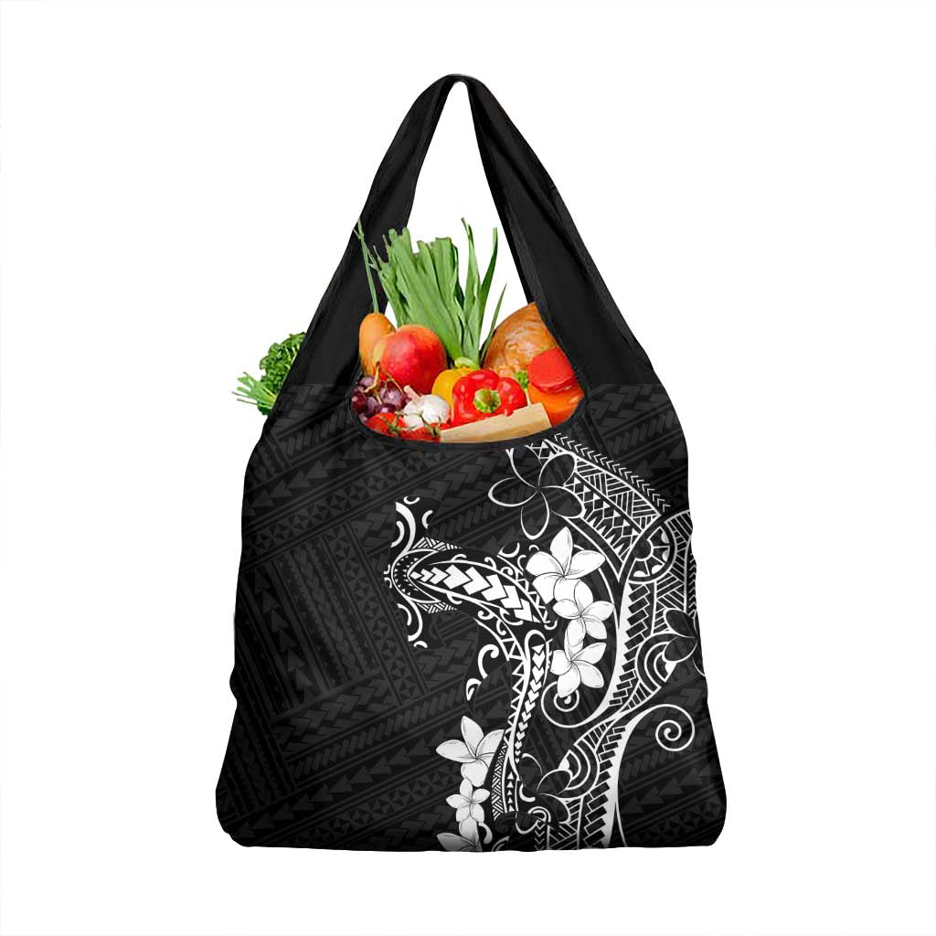 Black Hawaii Grocery Bag Hammerhead Shark Tattoo Curve Polynesian LT14 1-pack One Size Black - Polynesian Pride