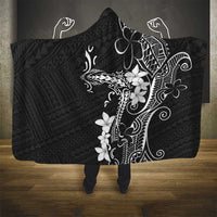 Black Hawaii Hooded Blanket Hammerhead Shark Tattoo Curve Polynesian - Polynesian Pride