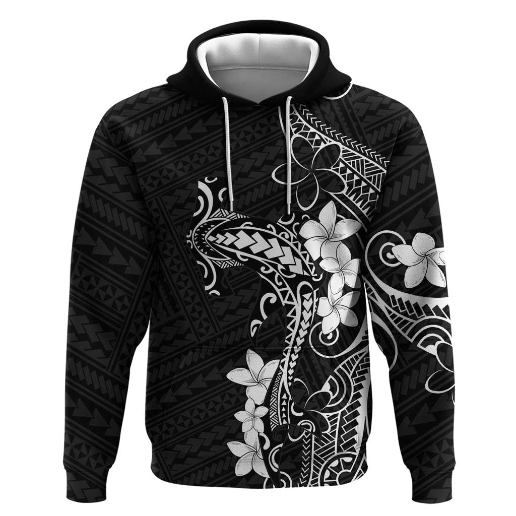 Black Hawaii Hoodie Hammerhead Shark Tattoo Curve Polynesian - Polynesian Pride