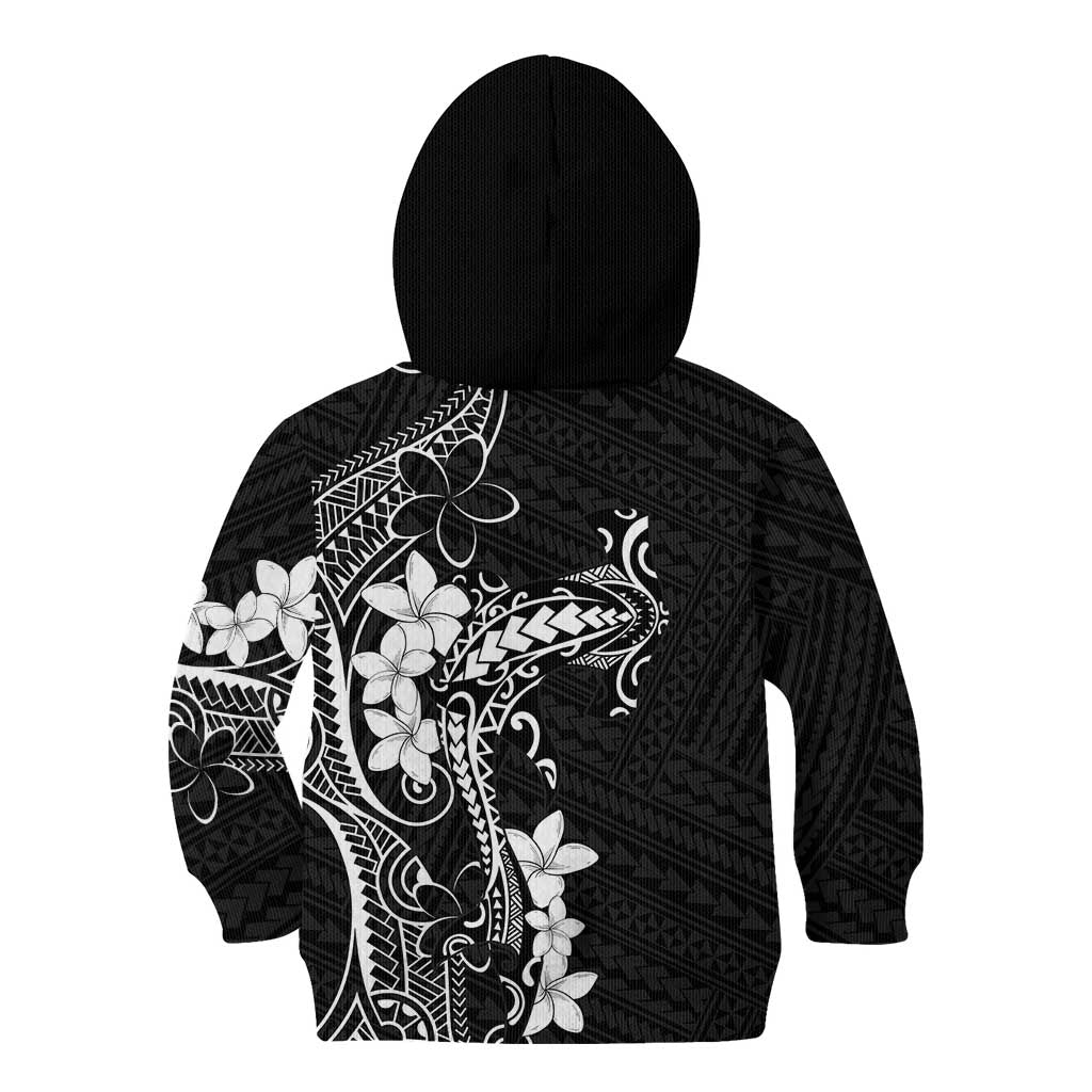 Black Hawaii Kid Hoodie Hammerhead Shark Tattoo Curve Polynesian - Polynesian Pride