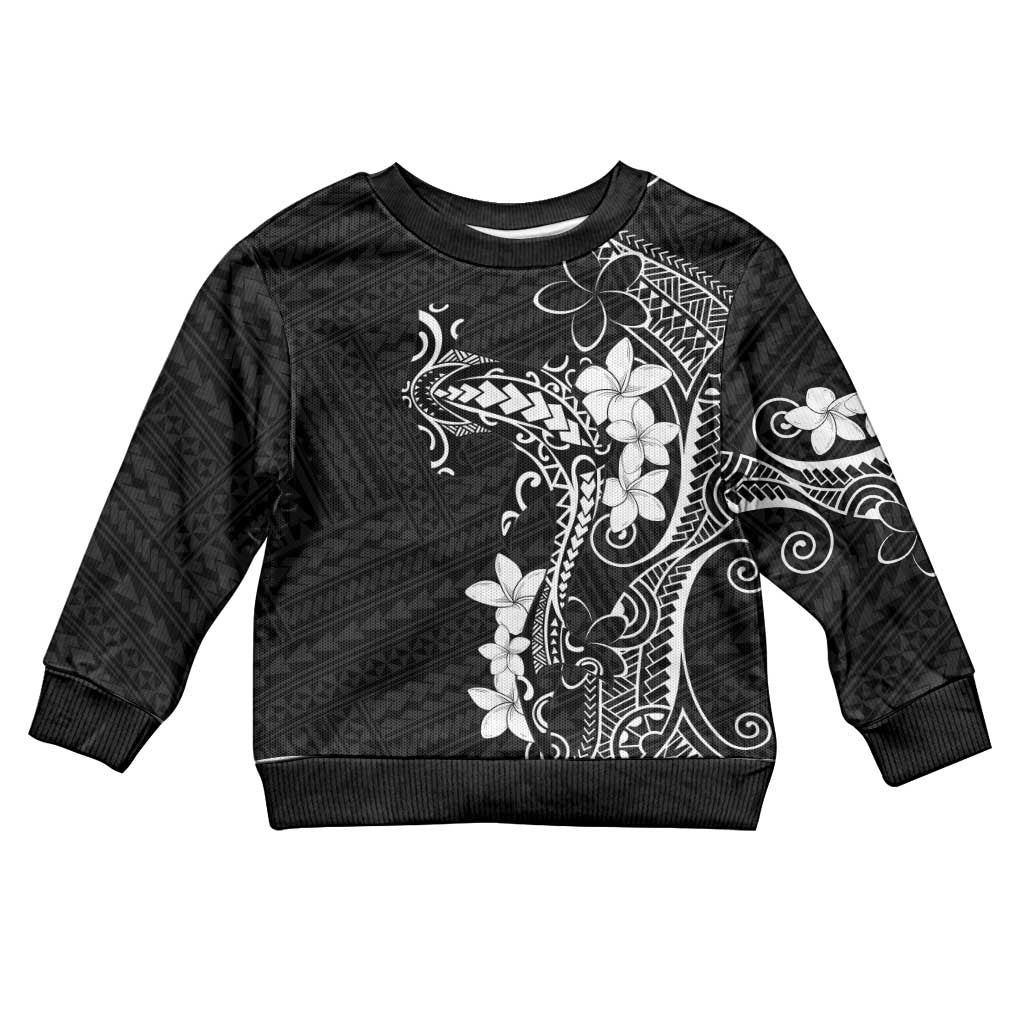 Black Hawaii Kid Ugly Christmas Sweater Hammerhead Shark Tattoo Curve Polynesian - Polynesian Pride