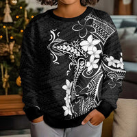 Black Hawaii Kid Ugly Christmas Sweater Hammerhead Shark Tattoo Curve Polynesian - Polynesian Pride