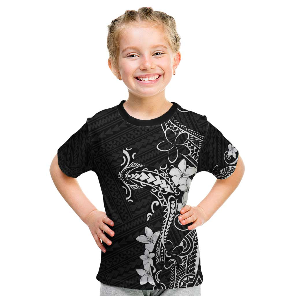 Black Hawaii Kid T Shirt Hammerhead Shark Tattoo Curve Polynesian LT14 Black - Polynesian Pride