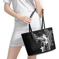 Black Hawaii Leather Tote Bag Hammerhead Shark Tattoo Curve Polynesian LT14 - Polynesian Pride