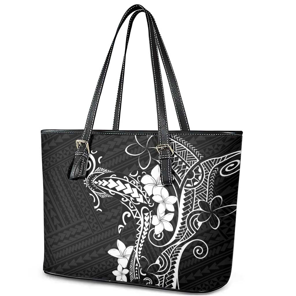 Black Hawaii Leather Tote Bag Hammerhead Shark Tattoo Curve Polynesian LT14 - Polynesian Pride