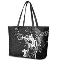 Black Hawaii Leather Tote Bag Hammerhead Shark Tattoo Curve Polynesian LT14 - Polynesian Pride