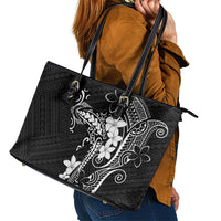 Black Hawaii Leather Tote Bag Hammerhead Shark Tattoo Curve Polynesian LT14 - Polynesian Pride