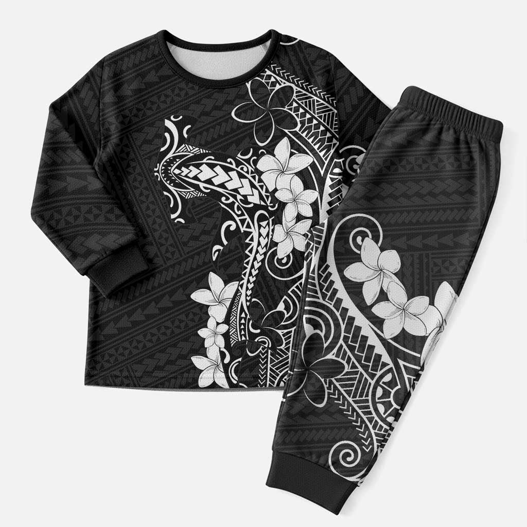 Black Hawaii Christmas Pajama Set Hammerhead Shark Tattoo Curve Polynesian - Polynesian Pride