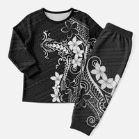 Black Hawaii Christmas Pajama Set Hammerhead Shark Tattoo Curve Polynesian - Polynesian Pride